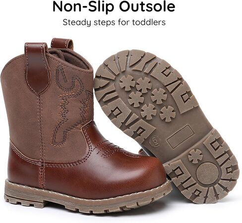 Apakowa Baby & Toddler Cowboy Boots for Boys Girls Infant Baby Cowboy Cowgirl Western Boots Round Toe All Seasons 6-36 Months (Infant/Toddler) in Saudi Arabia