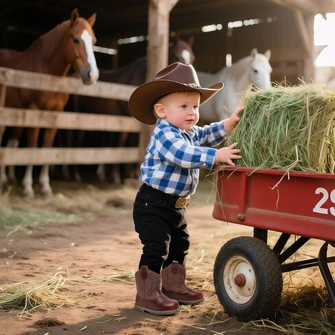 Apakowa Baby & Toddler Cowboy Boots for Boys Girls Infant Baby Cowboy Cowgirl Western Boots Round Toe All Seasons 6-36 Months (Infant/Toddler) in Saudi Arabia