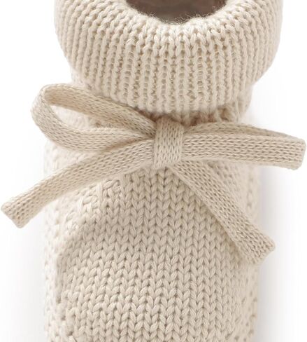 Hadetoto Newborn Baby Booties Cotton Knit Shoes Soft Cozy First Wakers Warm Booties for Toddler Infant Girl Boy in Kuwait