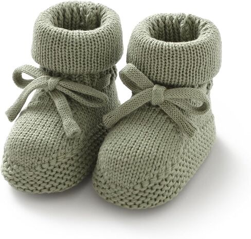 Hadetoto Newborn Baby Booties Cotton Knit Shoes Soft Cozy First Wakers Warm Booties for Toddler Infant Girl Boy in Kuwait