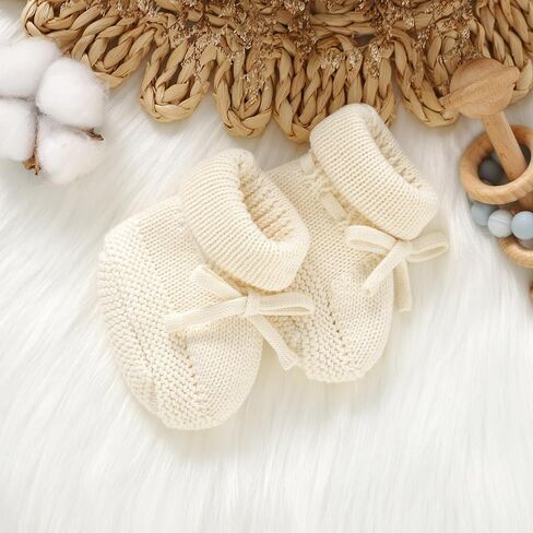 Hadetoto حديثي الولادة Baby Baby Booties Cotton Knit Shoes Soft First Wakers Wakers Dark Booties for Toddler Infant Girl Boy in Kuwait