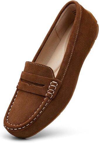 KORDAL Women's Comfortable & Lightweight Suede Leather Penny Loafers Slip-Ons Cute Business Casual Dress Shoes Work Office Flats Everyday Walking Shoes Driving Mocs for Women in Saudi Arabia