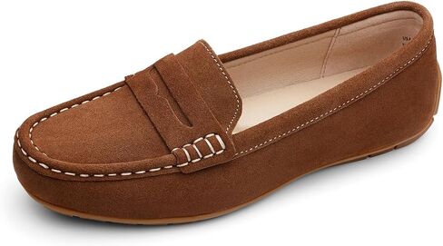 KORDAL Women's Comfortable & Lightweight Suede Leather Penny Loafers Slip-Ons Cute Business Casual Dress Shoes Work Office Flats Everyday Walking Shoes Driving Mocs for Women in Saudi Arabia