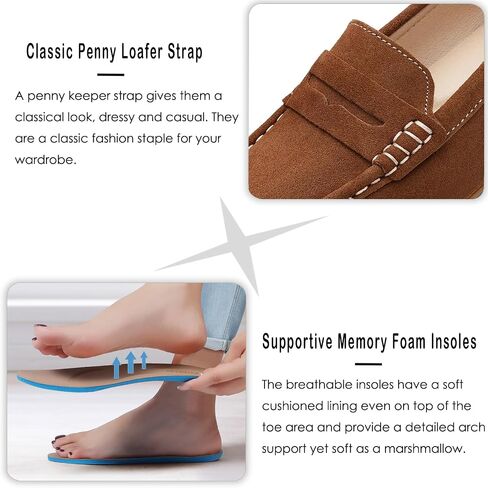 KORDAL Women's Comfortable & Lightweight Suede Leather Penny Loafers Slip-Ons Cute Business Casual Dress Shoes Work Office Flats Everyday Walking Shoes Driving Mocs for Women in Saudi Arabia