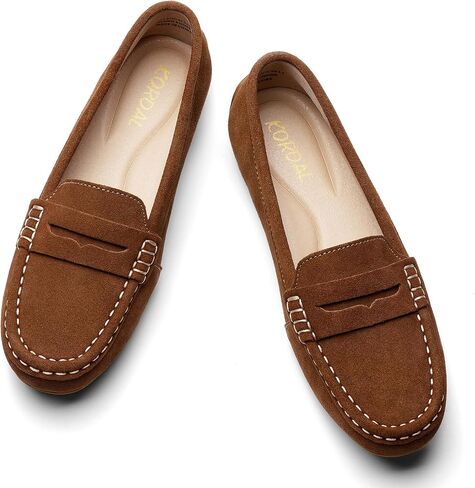 KORDAL Women's Comfortable & Lightweight Suede Leather Penny Loafers Slip-Ons Cute Business Casual Dress Shoes Work Office Flats Everyday Walking Shoes Driving Mocs for Women in Saudi Arabia
