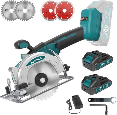 20V MAX Mini Circular Saw(2 * 2.0Ah Bundle),6900RPM Cordless Circular Saw with Blade Guard & 4 Blades, Cuts Tile/Wood/Metal/Plastic up to 1-3/4" (45° Angle) - DIY & Construction in Saudi Arabia
