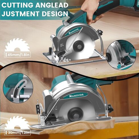 20V MAX Mini Circular Saw(2 * 2.0Ah Bundle),6900RPM Cordless Circular Saw with Blade Guard & 4 Blades, Cuts Tile/Wood/Metal/Plastic up to 1-3/4" (45° Angle) - DIY & Construction in Saudi Arabia