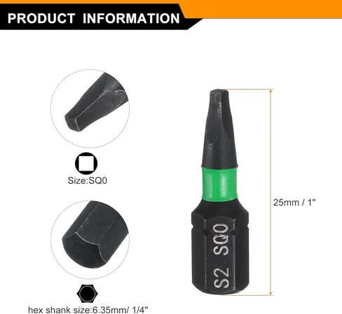 Harfington 4pcs SQ1 Square Square Square Bit 1/4 "Hex Shank 25mm/1" Magnetic 4 Point hex bits S2 S2 STEL in Saudi Arabia