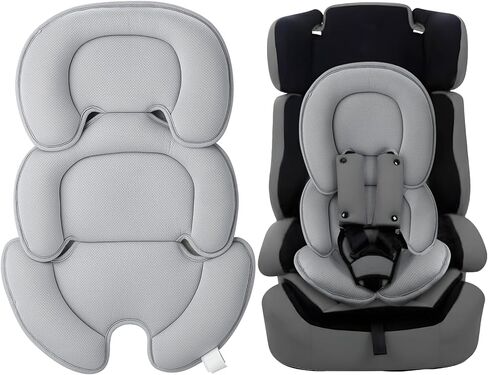 Pandaear Baby Car Insert الوسادة ، وسادة دعم الرأس والجسم للرضع لمقاعد السيارات ، وعروب الأطفال ، وناقلات ، وآلة قابلة للغسل ومحمولة -Grey in Saudi Arabia