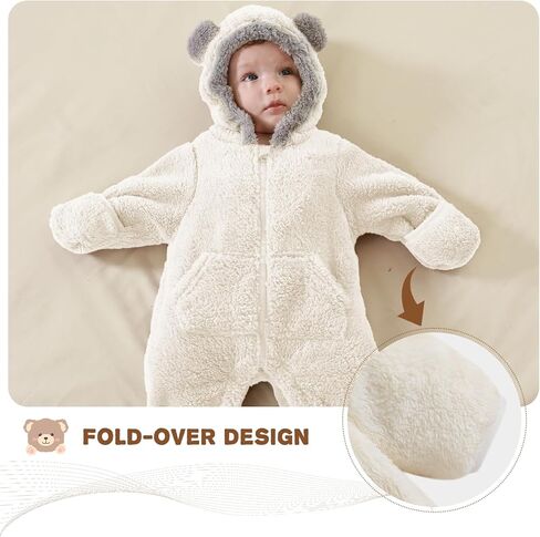 XIFAMNIY حديثي الولادة شتاء الثلث بيد الدب الزي Fleece بذلة دافئة ملابس رومبير ملابس لاعب رضع الفتيات in Kuwait