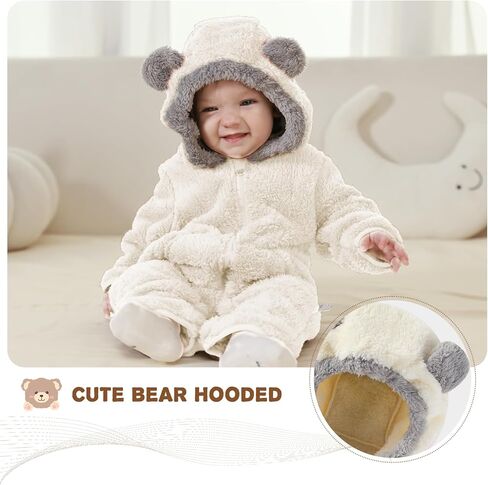 XIFAMNIY حديثي الولادة شتاء الثلث بيد الدب الزي Fleece بذلة دافئة ملابس رومبير ملابس لاعب رضع الفتيات in Kuwait
