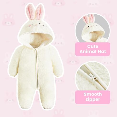 JiAmy Baby Snowsuit Newborn Girl Boy Fleece Outfits Baby Animals Hooded Winter Romper Jumpsuit Clothes in Saudi Arabia