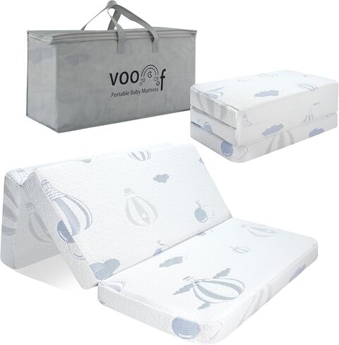 Trifold Pack and Play Mattress, 38"x26" High Density Foam Pack N Play Mattresses for Baby Toddler, Portable Travel Crib Mattress for Pack N Play, Playpen with Carry Bag, 1.5" in Kuwait
