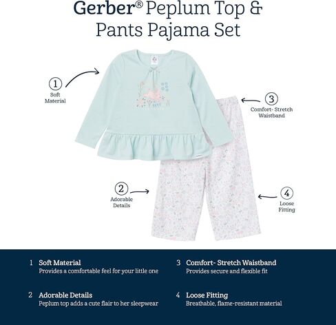 Gerber Baby Girls' 2-Piece Pajama Set Top & Fleece Bottom in Saudi Arabia