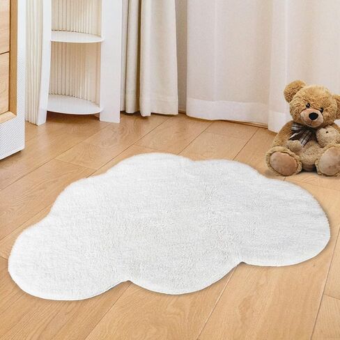 Area Rugs for Kids, Cloud Shape Baby Crawling Carpet, Nursery Room Soft Pure Cotton Luxury Plush Handmade Knitted Decoration Rug 40"×26" in Saudi Arabia