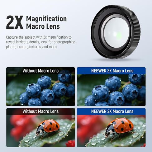 عدسة Macro Neewer متوافقة مع DJI Osmo Action 5 Pro/4 كاميرا واشتراكات إكسسوارات حامي مجموعة للعمل 5 Pro ، 2x Migring 2 Elements في مجموعة واحدة ، مسافة بؤرية 3-4 سم ، عن قرب التصوير الفوتوغرافي in Kuwait