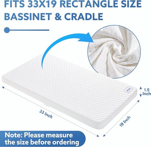 Pro Goleem Baby Bassinet Praytress Pad 32 "X16" Oval ، Probroof Soft Soft Memory Foam ، FIM Side Cradle Mattress Fit Moses Starch/Fisher-Price Series/Delta Kids/Dreamonme in Saudi Arabia