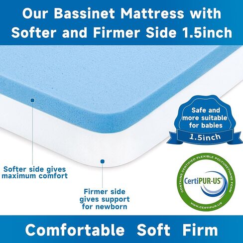 Pro Goleem Baby Bassinet Praytress Pad 32 "X16" Oval ، Probroof Soft Soft Memory Foam ، FIM Side Cradle Mattress Fit Moses Starch/Fisher-Price Series/Delta Kids/Dreamonme in Saudi Arabia