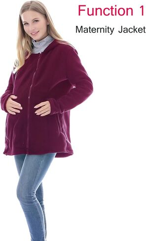 Smallshow Women's Fleece Zip Up 3 in 1 Maternity Baby Wearing Hoodie Sweatshirt Jacket in Saudi Arabia