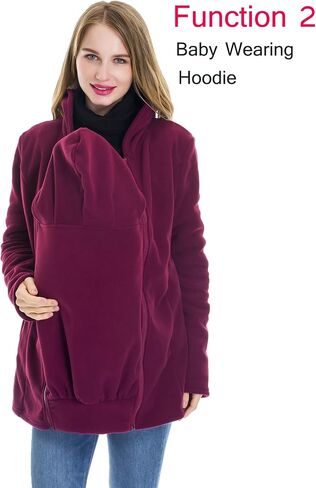 Smallshow Women's Fleece Zip Up 3 in 1 Maternity Baby Wearing Hoodie Sweatshirt Jacket in Saudi Arabia
