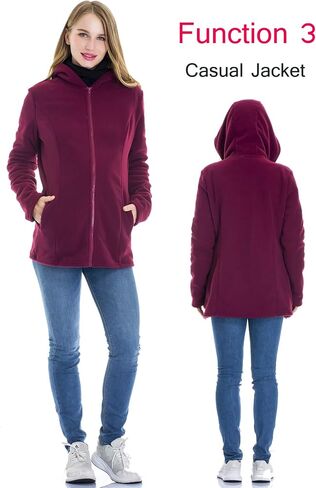 Smallshow Women's Fleece Zip Up 3 in 1 Maternity Baby Wearing Hoodie Sweatshirt Jacket in Saudi Arabia