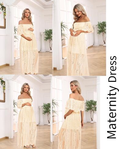 Holipick Women's Off Shoulder Lace Maxi Dress Boho Wedding Guest Bridesmaid Beach Formal Long Dress in Saudi Arabia