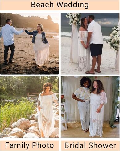 Holipick Women's Off Shoulder Lace Maxi Dress Boho Wedding Guest Bridesmaid Beach Formal Long Dress in Saudi Arabia