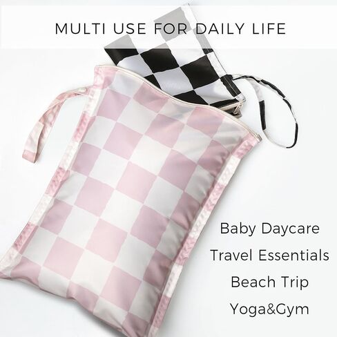 RelaxScene Wet Dry Bags Water Resistant - 2 Pack Reusable Waterproof Wet Dry Bag for Swimsuits & Baby Clothes - Leakproof Storage Pouch Bag for Travel & Baby Diaper - Travel Laundry Daycare Bags in Saudi Arabia