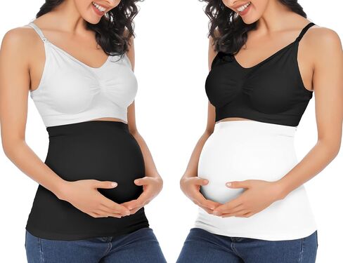 Rheane Belly Bands For Pregnant Women Jeans, Maternity Jeans Belly Band, Maternity Pants Bands With Extender (Black 2) in Saudi Arabia