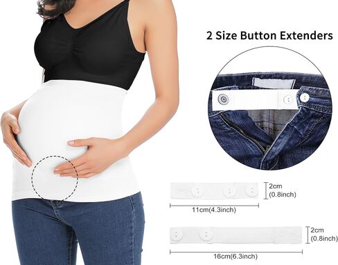 Rheane Belly Bands For Pregnant Women Jeans, Maternity Jeans Belly Band, Maternity Pants Bands With Extender (Black 2) in Saudi Arabia