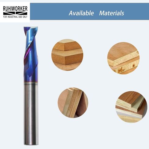 RUHIWORKER Spiral CNC Router Bit 3/8 Inch Shank 3 Inch Overall Length Solid Carbide with Nano Blue Coating End Mill for Wood Cut Carving B332U in Saudi Arabia