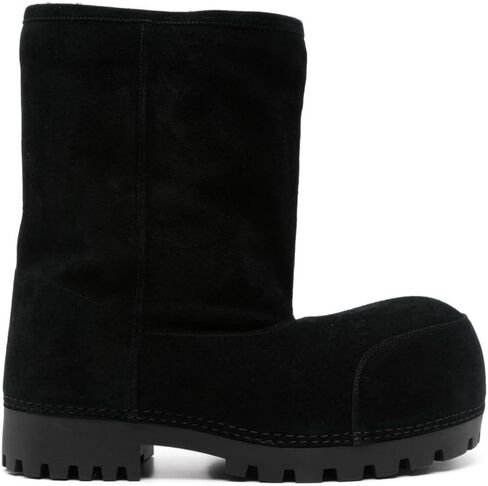 منصة أحذية الثلج للنساء من جلد الغزال الكلاسيكية فرو Hippy Mid Calf Boots Winter Boots على أحذية عالية مريحة أحذية تتجه in Kuwait