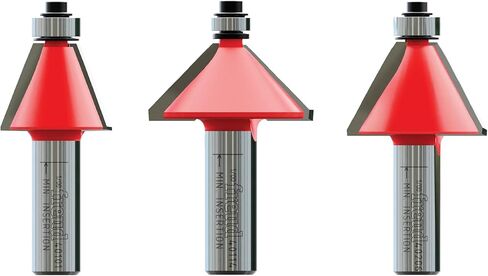 Freud 3 Piece Chamfer Router Bit Set with Tico Hi-Density Carbide for Maximum Performance - Includes 22-1/2°, 30°, 45° Chamfer Bits, 1/2" Shank, Wooden Storage Box, Ideal for Beveling - 89-250 in Saudi Arabia