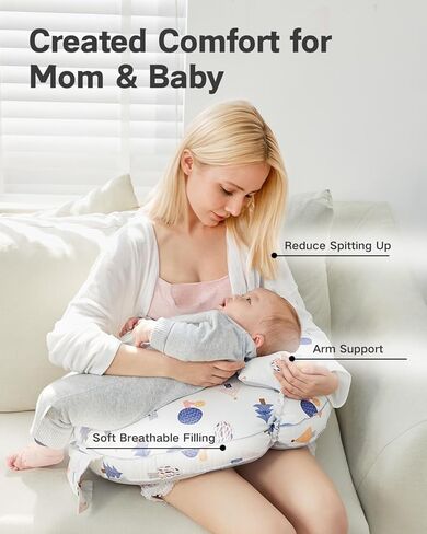 وسادة التمريض للرضاعة الطبيعية وتغذية الزجاجة - وسادة BreastFeeding مع حزام الخصر قابل للتعديل ، وسادة التغذية لوقت البطن ، غطاء القطن القابل للإزالة لراحة أمي (الغابة) in Kuwait
