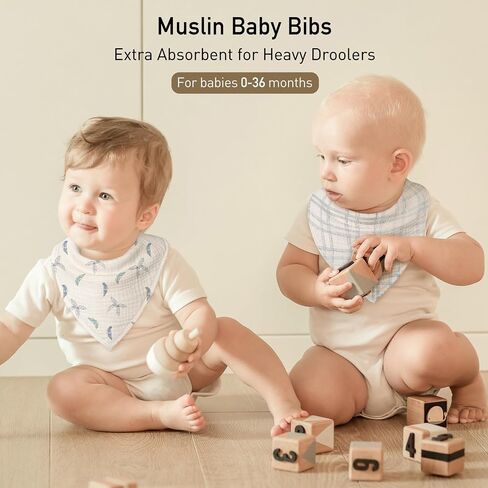 Muslin Baby Bibs 8 Pack ، Baby Bandana سحل مريلة للسيلان والمسنين ، والقطن ناعم للسيدات للفتيات الفتيان in Kuwait