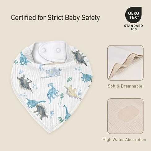 Muslin Baby Bibs 8 Pack ، Baby Bandana سحل مريلة للسيلان والمسنين ، والقطن ناعم للسيدات للفتيات الفتيان in Kuwait