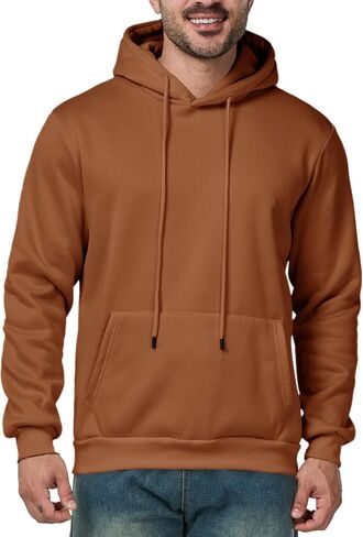 Mens Hoodies Pullover Casual Long Sleeve Drawstring Athletic Hooded Sweatshirt with Pockets in Saudi Arabia
