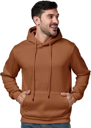 Mens Hoodies Pullover Casual Long Sleeve Drawstring Athletic Hooded Sweatshirt with Pockets in Saudi Arabia