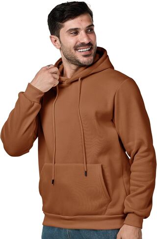 Mens Hoodies Pullover Casual Long Sleeve Drawstring Athletic Hooded Sweatshirt with Pockets in Saudi Arabia