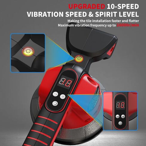 Tile Vibration Tool Cordless - 10 Adjustable Speed Tile Suction Cup Vibrating Tool - Tiling Vibration Leveling Machine with 21V 2.0Ah Battery & Lock Design for Floor Tiles Wall Installation in Kuwait