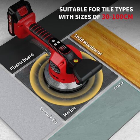 Tile Vibration Tool Cordless - 10 Adjustable Speed Tile Suction Cup Vibrating Tool - Tiling Vibration Leveling Machine with 21V 2.0Ah Battery & Lock Design for Floor Tiles Wall Installation in Kuwait