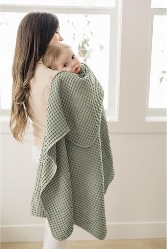 Konssy Waffle Baby Blanket - Soft & Cozy Nursery Swaddle Blanket, Lightweight Toddler Throw for Boys & Girls, Ideal for Wrapping (Oat) in Saudi Arabia