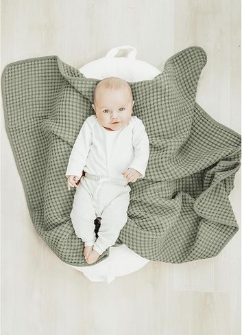 Konssy Waffle Baby Blanket - Soft & Cozy Nursery Swaddle Blanket, Lightweight Toddler Throw for Boys & Girls, Ideal for Wrapping (Oat) in Saudi Arabia