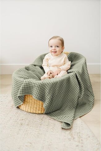 Konssy Waffle Baby Blanket - Soft & Cozy Nursery Swaddle Blanket, Lightweight Toddler Throw for Boys & Girls, Ideal for Wrapping (Oat) in Saudi Arabia