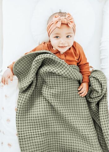 Konssy Waffle Baby Blanket - Soft & Cozy Nursery Swaddle Blanket, Lightweight Toddler Throw for Boys & Girls, Ideal for Wrapping (Oat) in Saudi Arabia