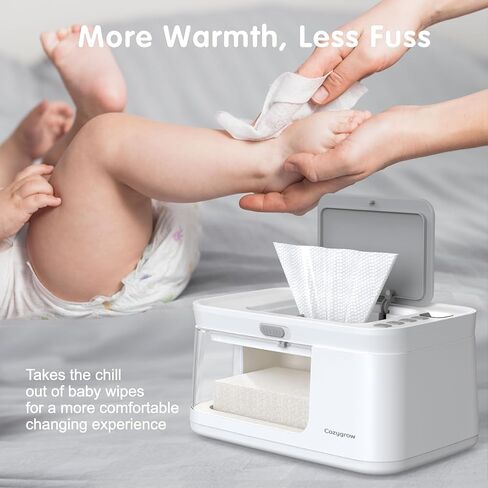 Baby Wipe Warmer Baby Wet Wipes Dispenser, Cozygrow Diaper Wipe Warmer with LED Light & Transparent Viewing Window, Adjustable 95℉-131℉, 1.5 Meter Plug Cord in Saudi Arabia
