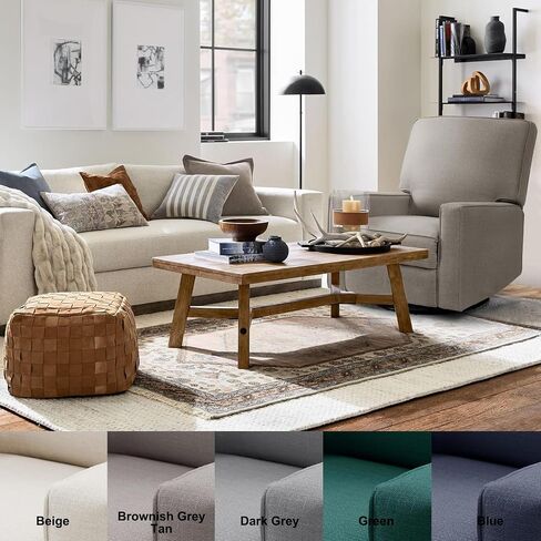 Harkawon Swivel Rocker Recliner Chair, Glider Rocker Recliner, Rocking Chair Nursery, Fabric Chair with High Back, Deep Seat, for Living Room, Bedroom (Dark Grey) in Saudi Arabia