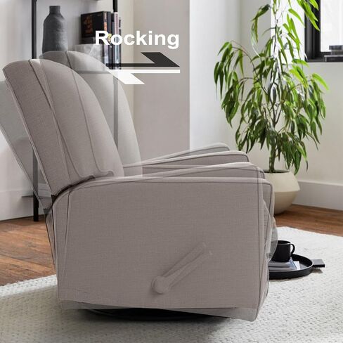 Harkawon Swivel Rocker Recliner Chair, Glider Rocker Recliner, Rocking Chair Nursery, Fabric Chair with High Back, Deep Seat, for Living Room, Bedroom (Dark Grey) in Saudi Arabia