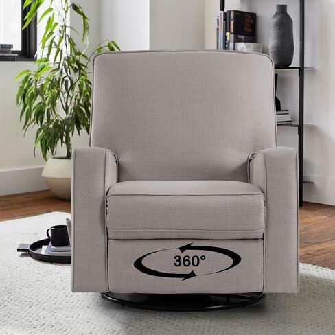 Harkawon Swivel Rocker Recliner Chair, Glider Rocker Recliner, Rocking Chair Nursery, Fabric Chair with High Back, Deep Seat, for Living Room, Bedroom (Dark Grey) in Saudi Arabia