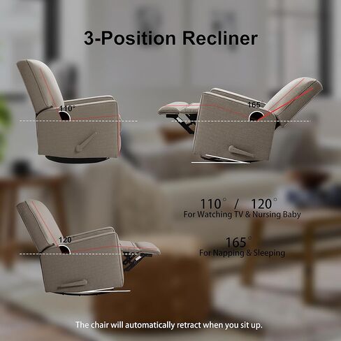Harkawon Swivel Rocker Recliner Chair, Glider Rocker Recliner, Rocking Chair Nursery, Fabric Chair with High Back, Deep Seat, for Living Room, Bedroom (Dark Grey) in Saudi Arabia
